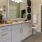 a bathroom with a large mirror